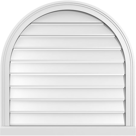 Round Top Surface Mount PVC Gable Vent: Functional, W/ 2W X 2P Brickmould Sill Frame, 30W X 30H